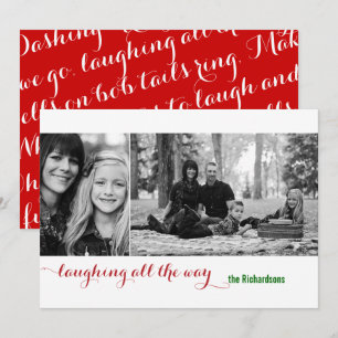 Laughing all the Way Red 2 Photo Holiday Card