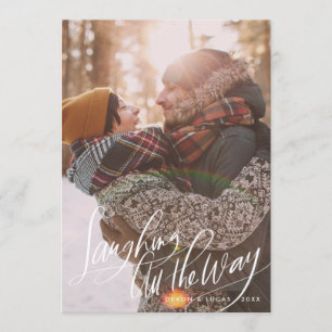 Laughing All the Way Script Christmas Photo Card