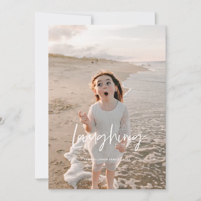 Laughing All The Way White Holiday Card (Front)