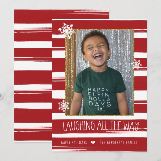 Laughing All Way Photo Carte de Noël (Devant / Derrière)