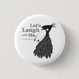 Laughing Black White Stork 1 Inch Round Button