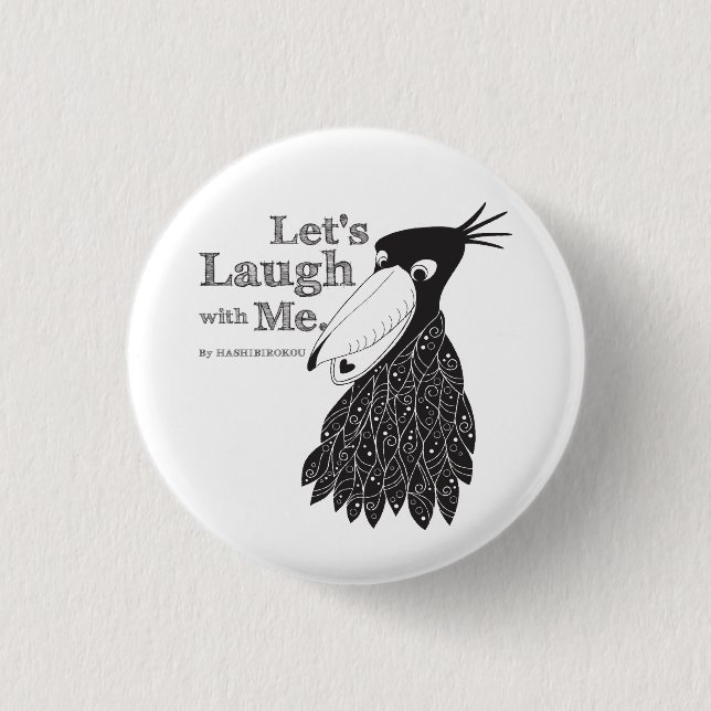 Laughing Black White Stork 1 Inch Round Button (Front)