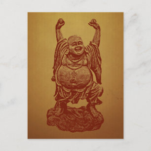 Laughing Buddha (dark red) Postcard