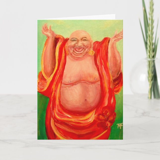 Laughing Buddha Greeting Card (Front)