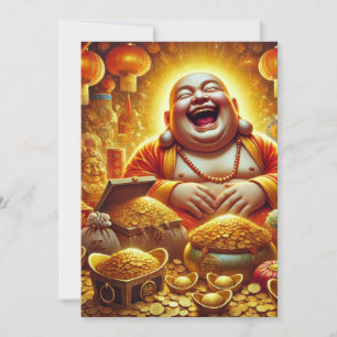 Laughing Buddha Pool of Wealth - Chinese New Year Holiday Card