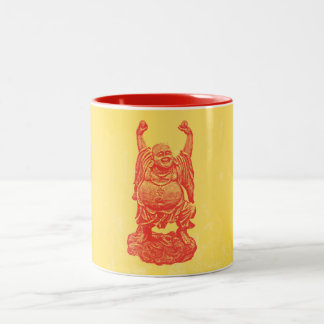 Laughing Buddha (red) Two-Tone Coffee Mug