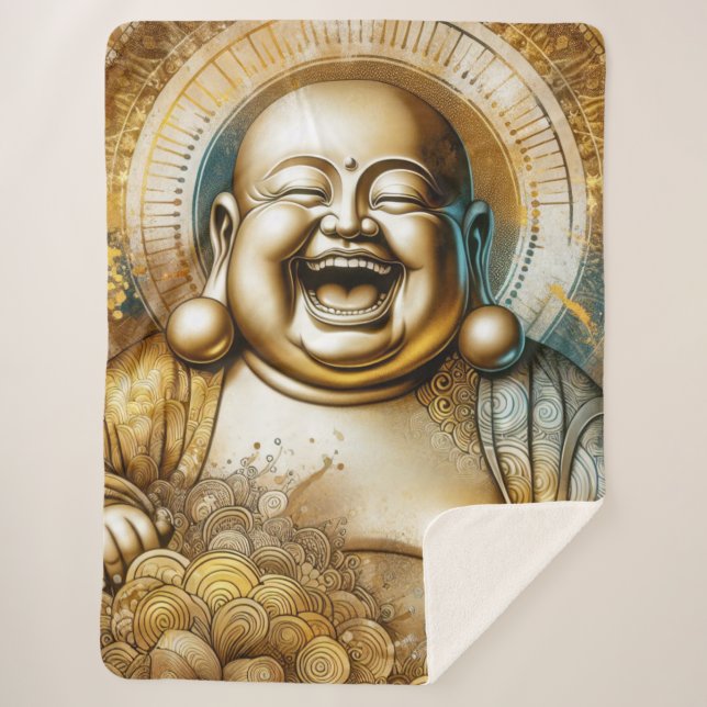 Laughing Buddha Sherpa Blanket (Front)