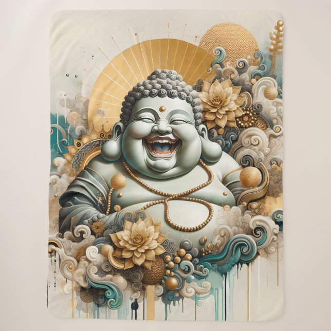Laughing Buddha Sherpa Blanket (Front)