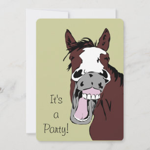 Laughing Cartoon Horse Birthday Custom Invite