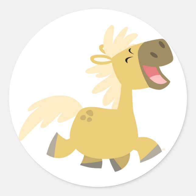 Laughing Cartoon Pony Sticker (Front)