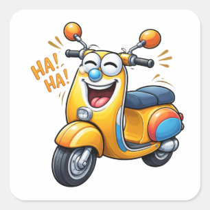 Laughing Cartoon Scooter Character Sticker