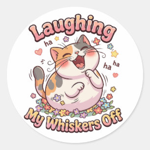 Laughing Cat Whiskers Off Classic Round Sticker