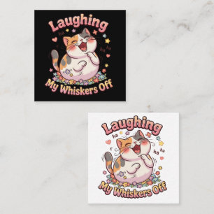 Laughing Cat Whiskers Off Square Business Card