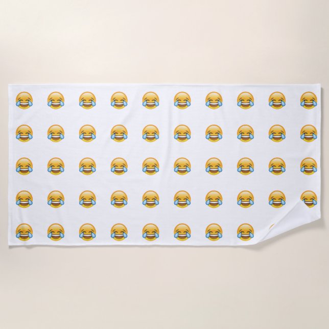 Laughing Crying Tears of Joy emoji Beach Towel (Front)