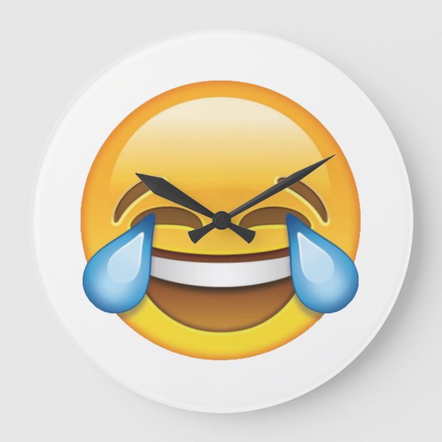 Laughing Crying Tears of Joy emoji Large Clock (Front)