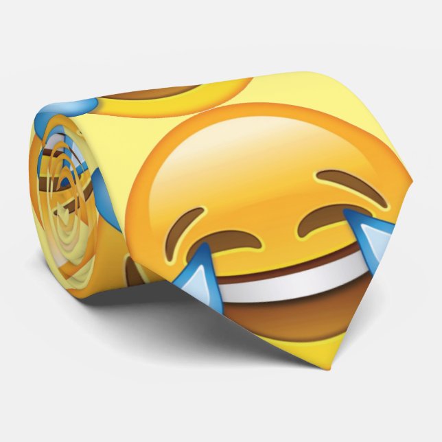 Laughing Crying Tears of Joy emoji Tie (Rolled)