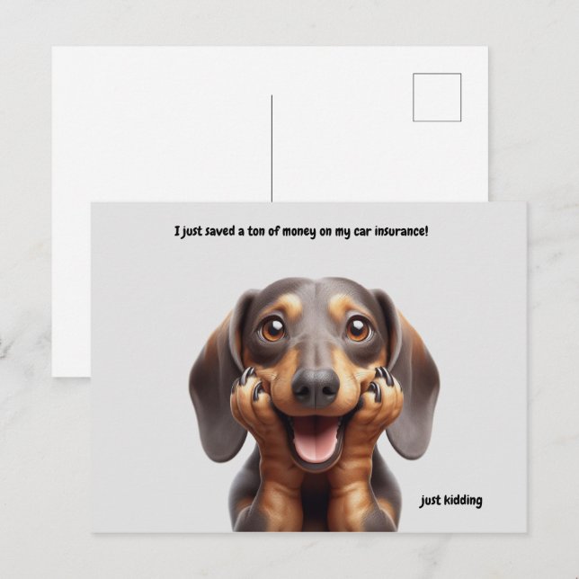 Laughing Dachshund postcard (Front/Back)