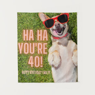 Laughing Dog 40th Birthday BIG Tapestry