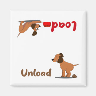 Laughing dog, load and unload dishwasher magnet