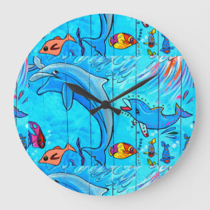 laughing dolphin blue clock