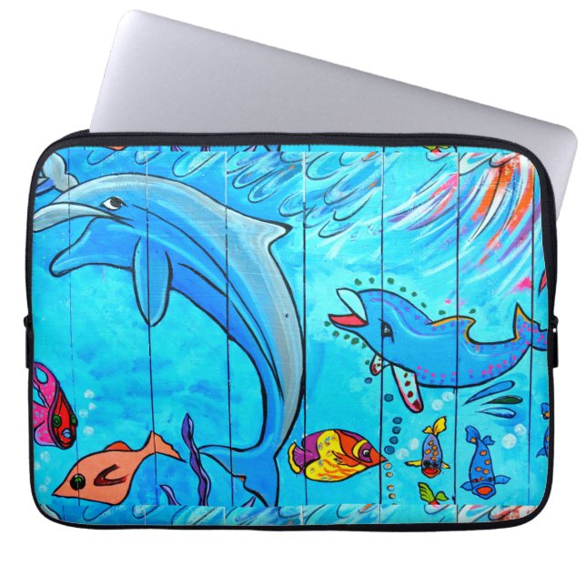 laughing dolphins laptop case (Front)