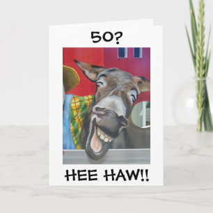 "LAUGHING DONKEY GREETING" FOR "50th" BIRTHDAY Card
