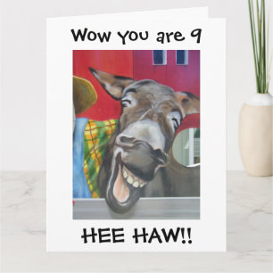 "LAUGHING DONKEY GREETING" FOR "9th" BIRTHDAY   Card