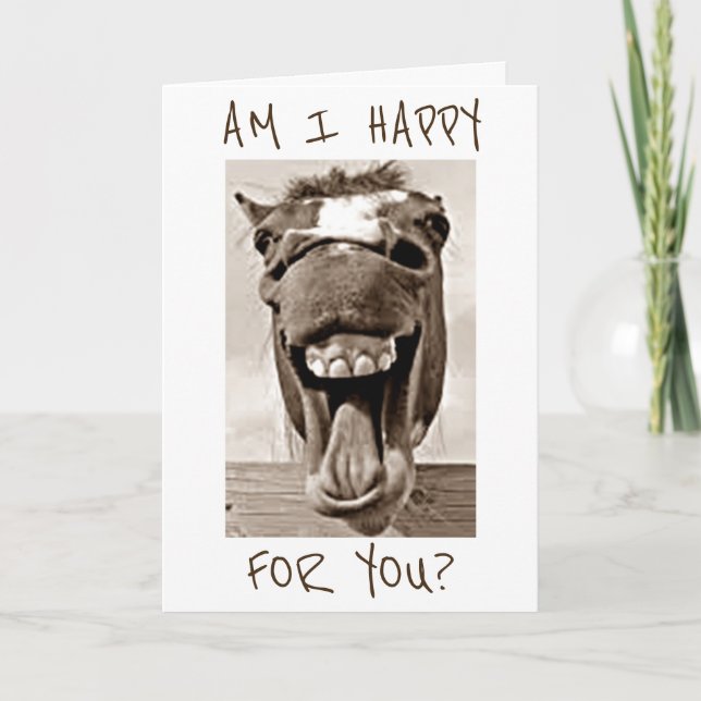 LAUGHING DONKEY IS HAPPY FOR YOU=CONGRATS CARD (Front)