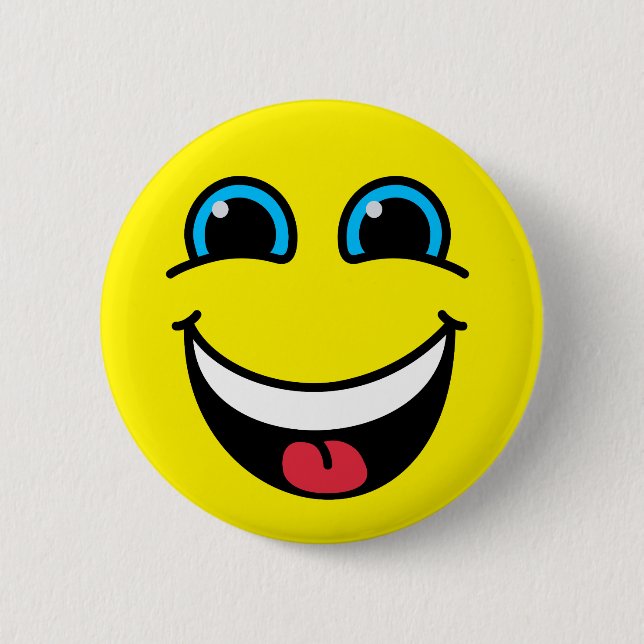 Laughing Emoji Face Yellow 2 Inch Round Button (Front)