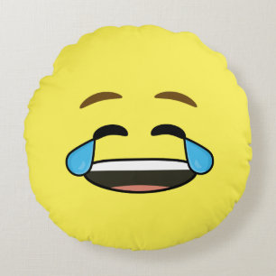 Laughing Emoji Round Pillow