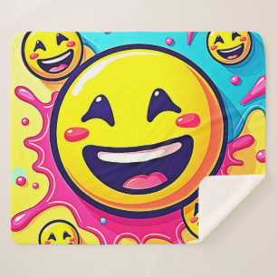 Laughing Emoji Splash Party Sherpa Blanket