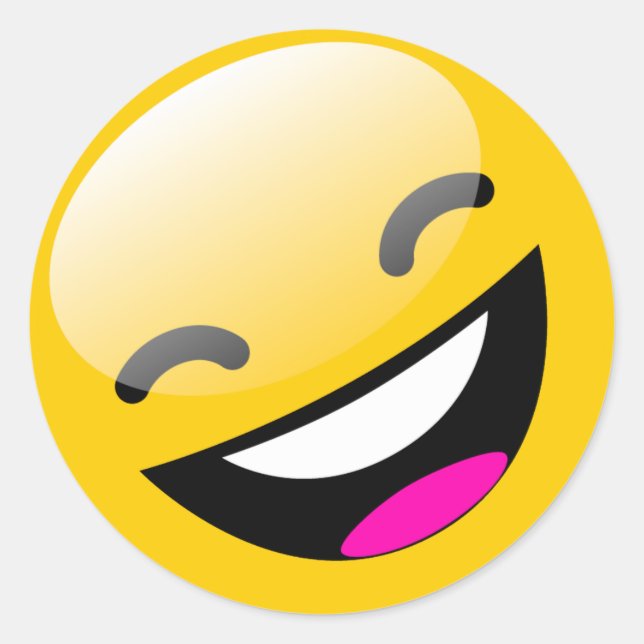 LAUGHING FACE CLASSIC ROUND STICKER (Front)