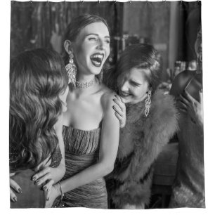 Laughing girls: stylish black-white photo