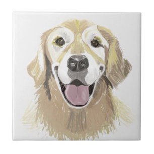 Laughing Golden Retriever Tile