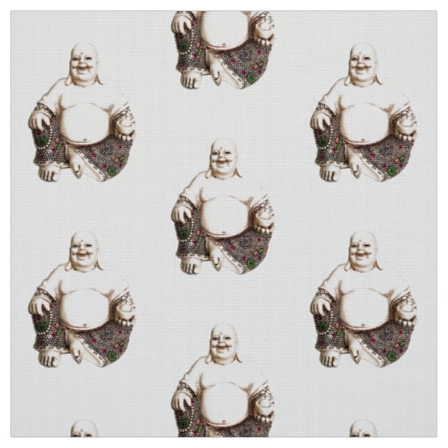 Laughing good luck Buddha pattern Fabric (Swatch)