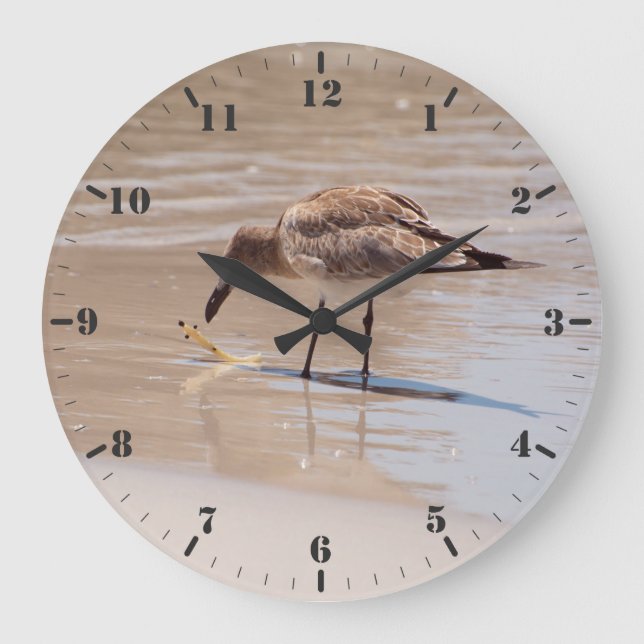 Laughing Gull and shrimp Large Clock (Front)