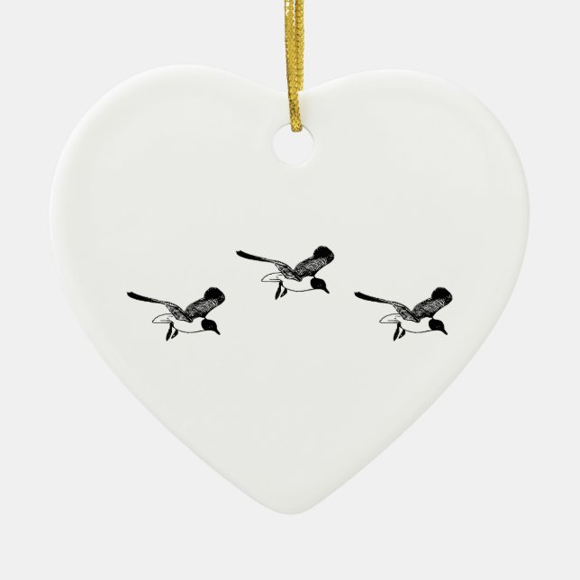Laughing Gulls Flying Ceramic Ornament (Front)