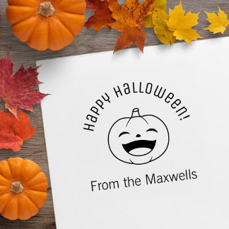 Laughing Halloween Pumpkin Arch Message Rubber Stamp