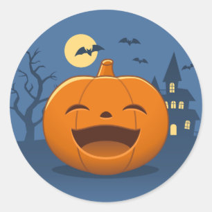 Laughing Halloween Pumpkin Classic Round Sticker