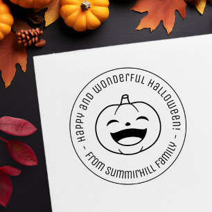 Laughing Halloween Pumpkin Round Message Self-inking Stamp