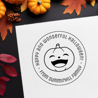 Laughing Halloween Pumpkin Round Message Self-inking Stamp