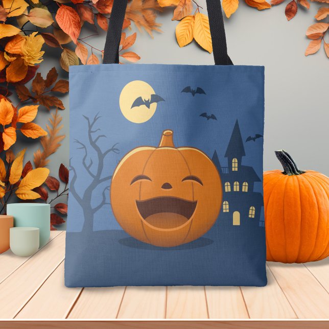 Laughing Halloween Pumpkin Tote Bag (Creator Uploaded)