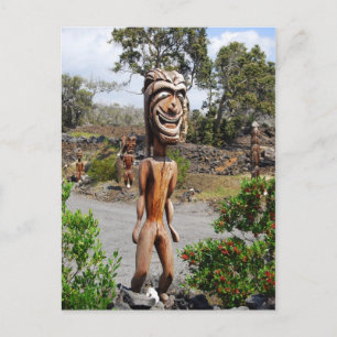 Laughing Hawaiian Ki'i Sculpture Postcard