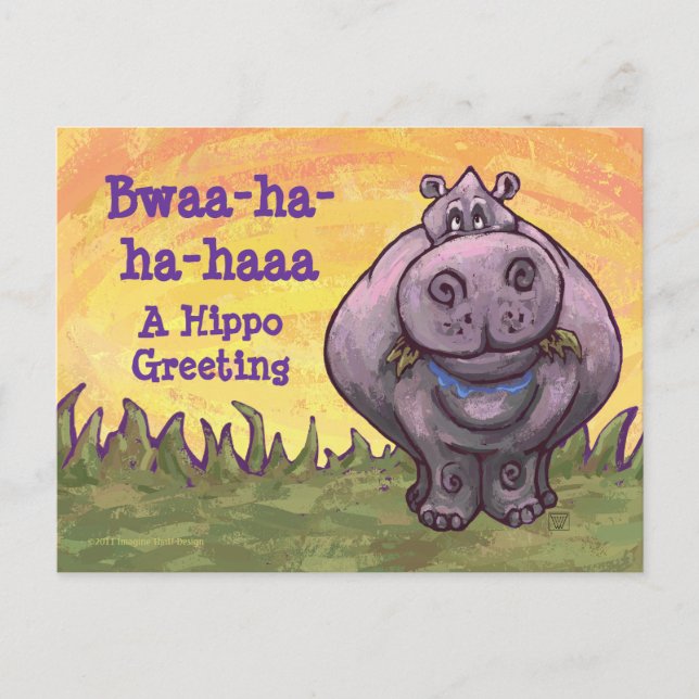Laughing Hippo Art Postcard (Front)