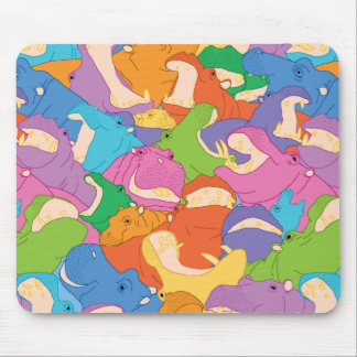 Laughing Hippos - bright colors Mouse Pad