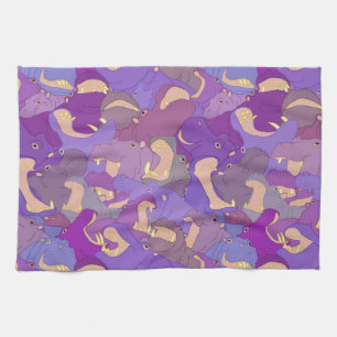 Laughing Hippos - purple Kitchen Towel