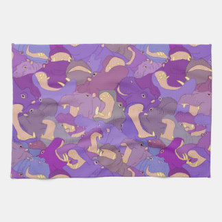 Laughing Hippos - purple Kitchen Towel