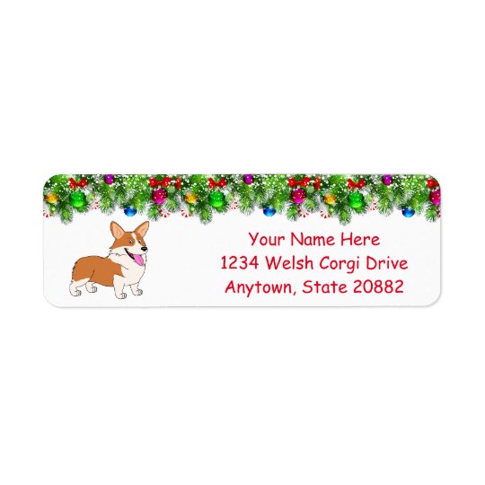 Laughing Holiday Welsh Corgi Return Address Label