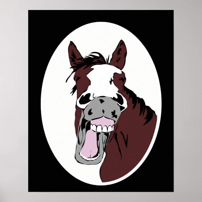 Laughing Horse Cartoon Animal Poster (Front)