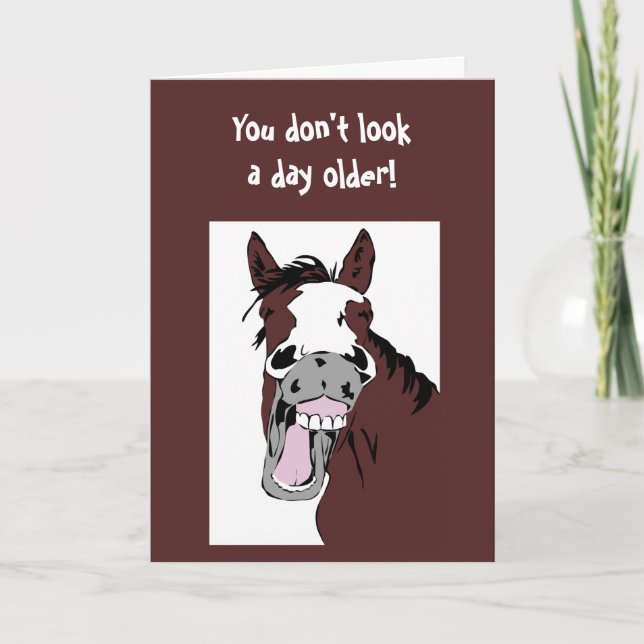 Laughing Horse "Over the Hill" Birthday Humour Card (Front)